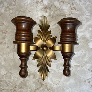 Vintage Homco MCM Double Wall Sconce Candle Holder Twin Taper